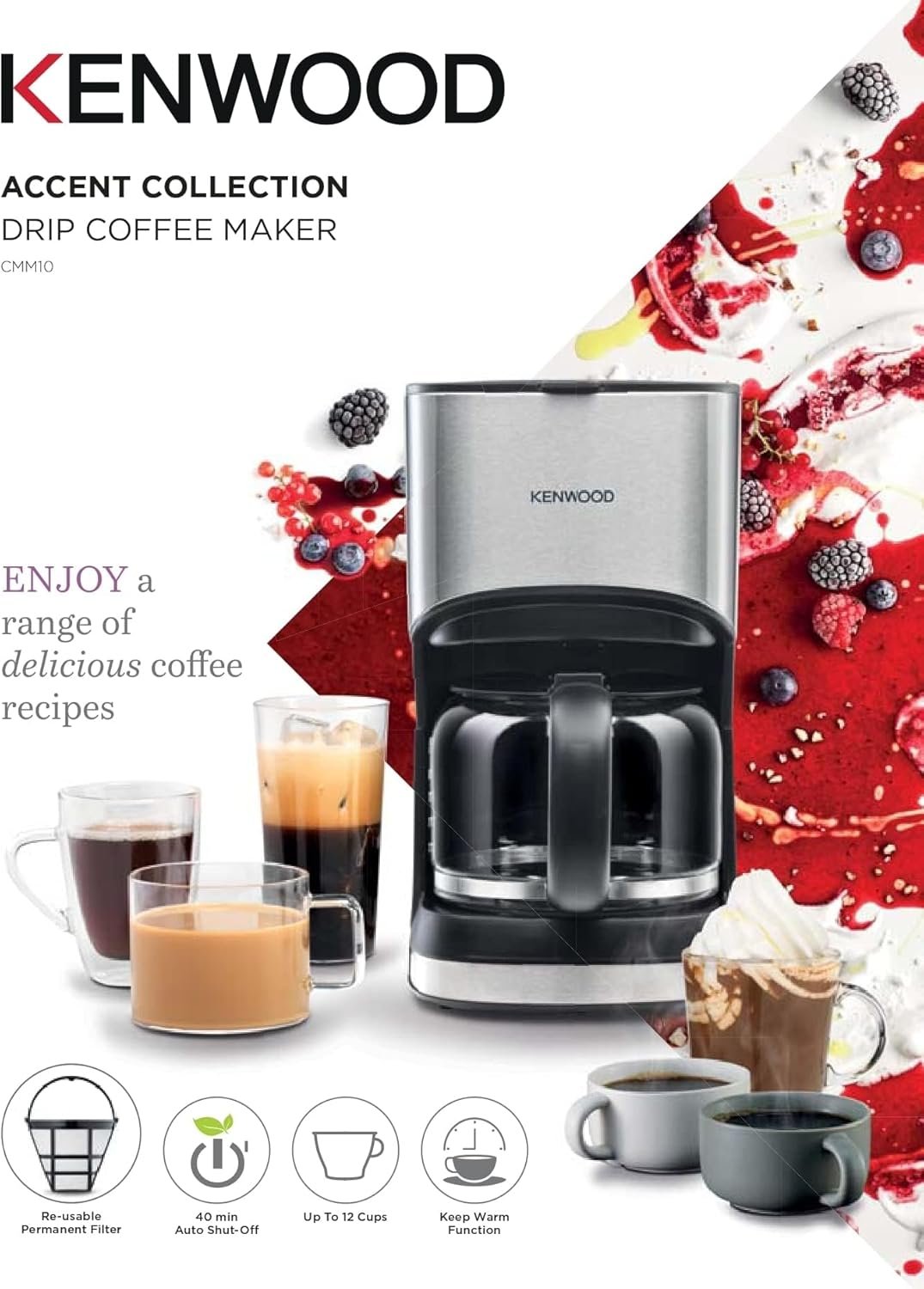 Kenwood Up to 12 Cup Coffee Maker for Drip Coffee and Americano 900W 2 Kenwood Up to 12 Cup Coffee Maker for - صورة 2