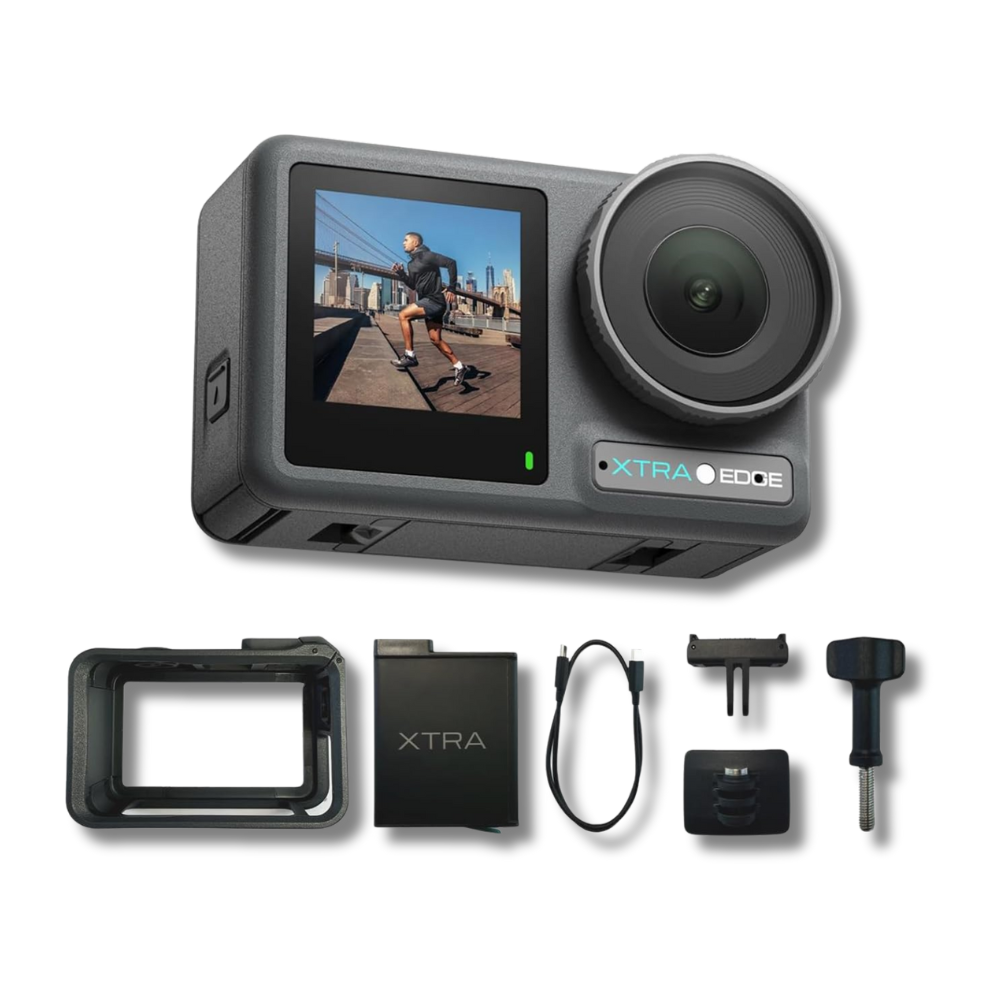 Xtra Edge Action Camera, 1/1.3″ Sensor & 4K Cinematic Video, Hyper Stabilization, Waterproof Camera to 52 Ft, 3-Hour Battery, Universal Quick Mount, Vlogging Camera for Adventure Photography