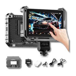 VILTROX DC-X3 Camera Monitor with Rig Cage, 6 Inch IPS Touchscreen Camera Field Monitor Kit 4K HDMI 3G-SDI in/Out 2000 nits with Sunshade Hood, 3D Lut, Waveform, Histogram & Vectorscope Tools