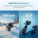 Xtra Edge Action Camera, 1/1.3″ Sensor & 4K Cinematic Video, Hyper Stabilization, Waterproof Camera to 52 Ft, 3-Hour Battery, Universal Quick Mount, Vlogging Camera for Adventure Photography