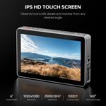 VILTROX DC-X3 Camera Monitor with Rig Cage, 6 Inch IPS Touchscreen Camera Field Monitor Kit 4K HDMI 3G-SDI in/Out 2000 nits with Sunshade Hood, 3D Lut, Waveform, Histogram & Vectorscope Tools