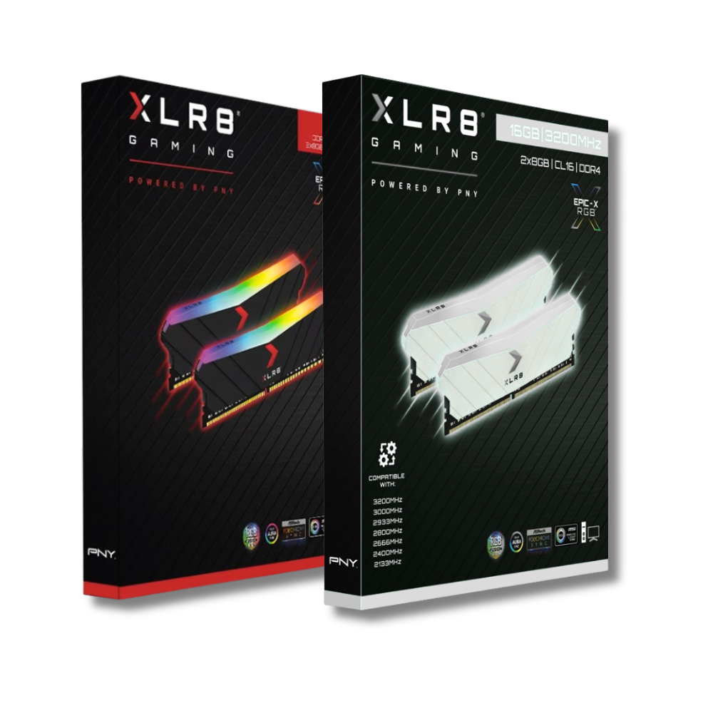PNY 16GB (2x8GB) XLR8 Gaming Epic-X RGB DDR4 3200MHz Desktop Memory Ram Black – White