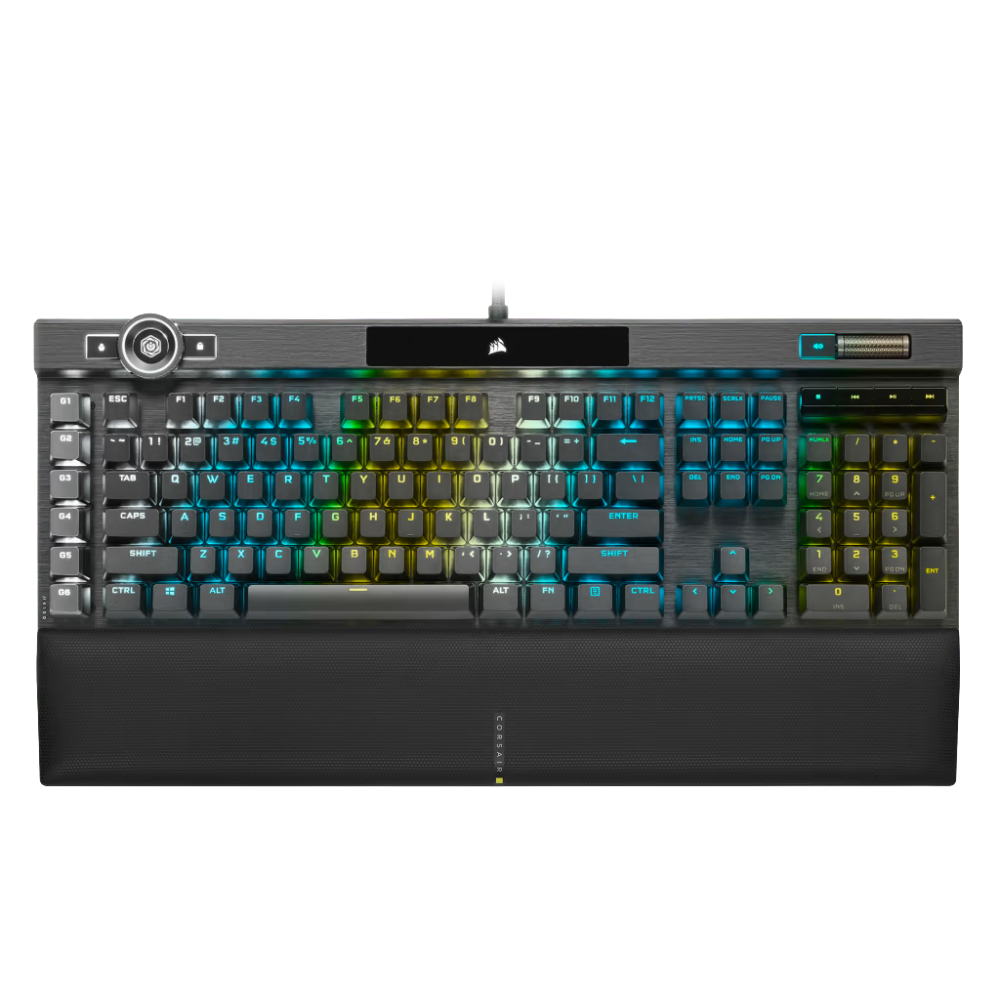 Corsair K100 RGB Mechanical Gaming Keyboard – Cherry MX Speed RGB Silver Keyswitches – PBT Double-Shot Keycaps – Elgato Stream Deck and iCUE Compatible – QWERTY NA Layout – Black