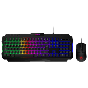 MSI Forge GK100 Combo – Gaming RGB Keyboard & Mouse Set, 19-Key Anti-Ghosting, 6400 DPI Optical Sensor, 6-Mode RGB, up to 6,400 DPI, Black
