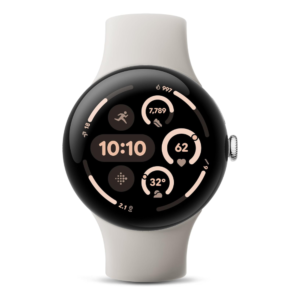 Google Pixel Watch 3 (45mm) 2024 Model - Android Smartwatch, Heart Rate Tracking, Fitbit Advanced Running, Fitness Insights, 24-Hour Battery - Polished Silver Aluminum Case - Porcelain Band - LTE