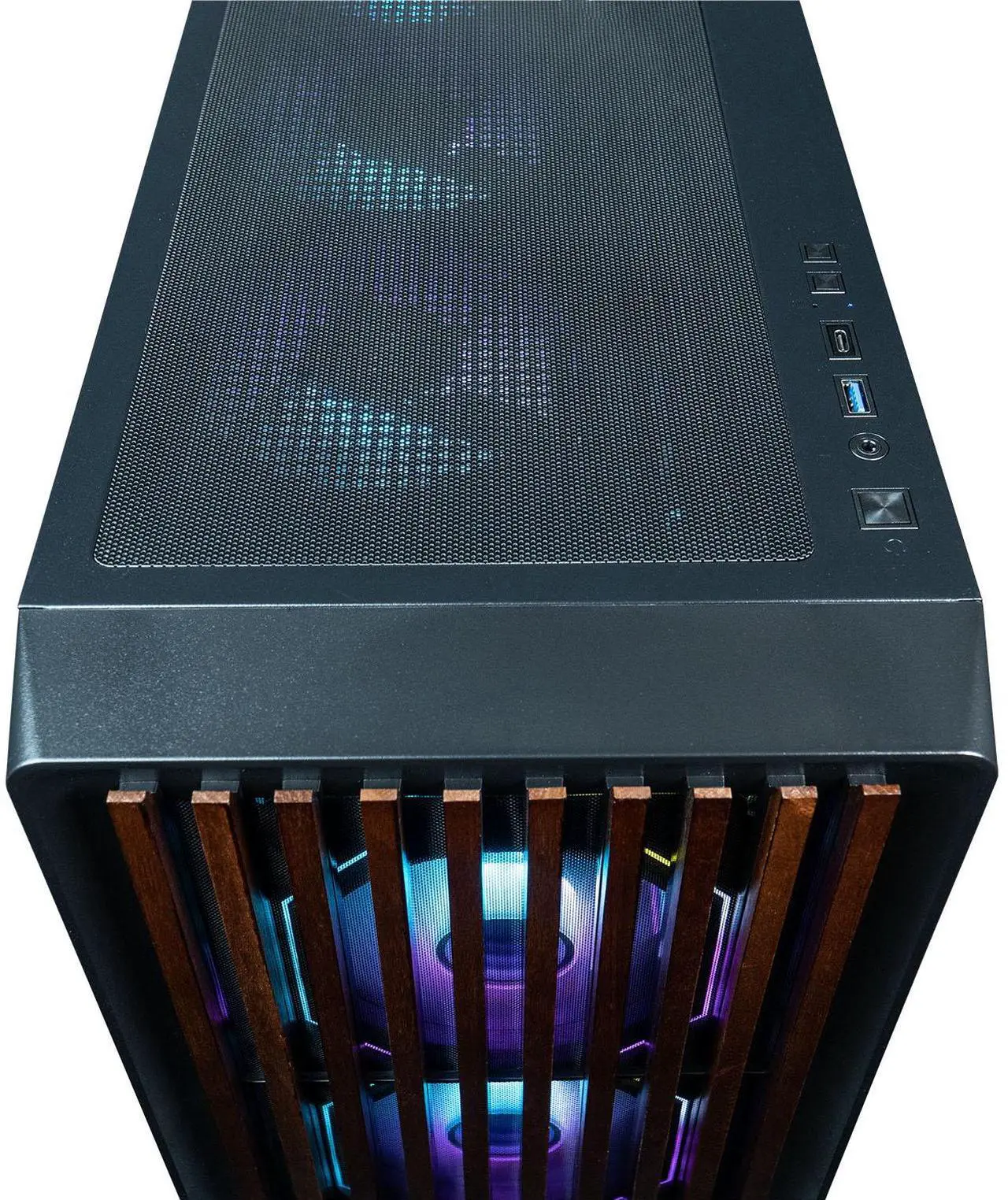 ViprTech Overlord 3.0 Liquid-Cooled Wood PC - AMD Ryzen 7 7700 (5.3Ghz Turbo), RTX 5070 Ti 16GB, 32GB DDR5 6400, 2TB NVMe SSD, Gold PSU, VR-Ready, Gaming Computer Black 4 ViperTech OverLord ViprTech – AMD Ryzen 7 - صورة 4