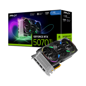 PNY ARGB GeForce RTX5070 Ti ARGB EPIC-X RGB Overclocked Triple Fan, PCI Express 5.0 x16, DLSS 4.0, 16GB 256-Bit GDDR7 RTX 5070 T i Graphics Card