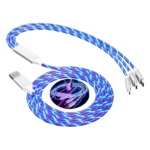3 IN 1 Glowing LED Light: 3A Fast Charging Micro USB Type C Cable