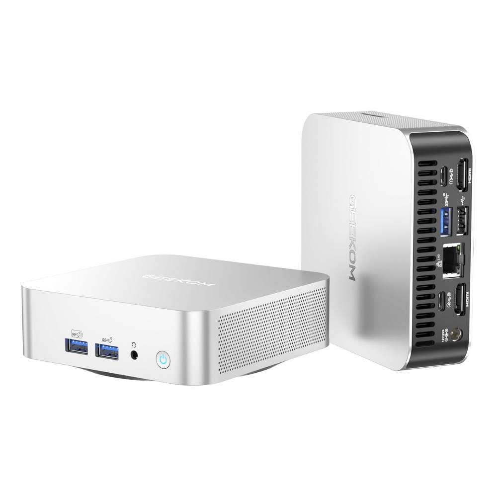 GEEKOM A6 Mini PC with AMD Ryzen 7 6800H, 16GB DDR5 RAM (Upgradable, Not LPDDR), 1TB PCIe 4.0 NVMe SSD, Compact Aluminium Design Windows 11 Pro Desktop Computer with USB4/8K/Wi-Fi 6E/BT 5.2/SD Slot