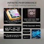 GIGABYTE X870E AERO X3D WOOD AMD AM5 LGA 1718 Motherboard, ATX, Supports AMD Ryzen 9000/8000/7000 Series Processors, DDR5, 16+2+2 Total Power Phase, 4x M.2, PCIe 5.0, USB4 Type-C, WIFI7, Dual 5 GbE LAN, PCIe EZ-Latch Plus