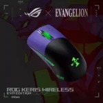 ASUS ROG Keris Wireless EVA Edition Gaming Mouse, Tri-mode connectivity (2.4GHz RF, Bluetooth, Wired), 16000 DPI Sensor, 7 Programmable Buttons, PBT, Hot-Swappable, Paracord Cable