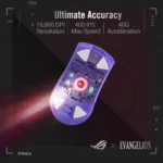 ASUS ROG Keris Wireless EVA Edition Gaming Mouse, Tri-mode connectivity (2.4GHz RF, Bluetooth, Wired), 16000 DPI Sensor, 7 Programmable Buttons, PBT, Hot-Swappable, Paracord Cable