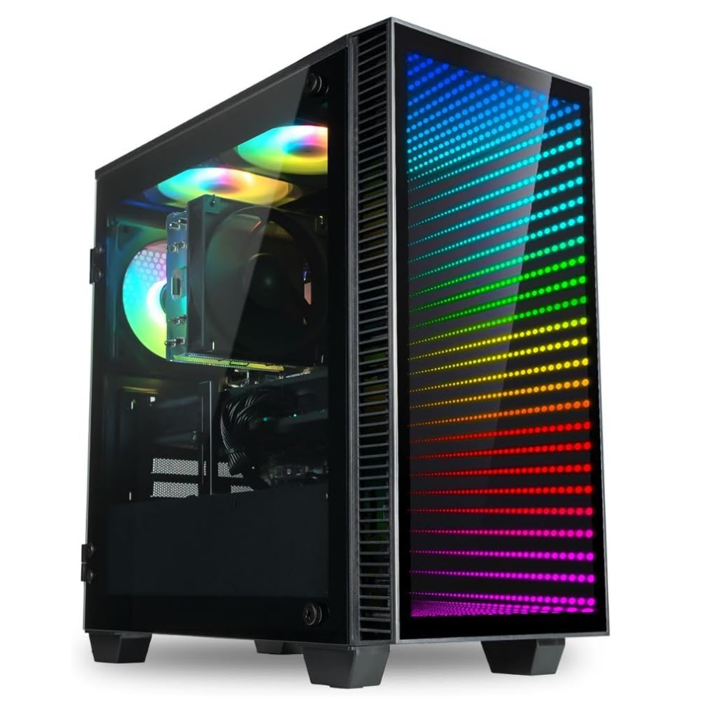 Continuum Micro Gaming PC RTX 5060 Ti 8GB, AMD 8-Core Ryzen 7 5700X CPU, 32GB RAM, 1TB Gen4 NVMe SSD, Gamer Desktop w/Windows 11 Pro, 3-Year Warranty, RGB Keyboard+Mouse, Internal Wi-Fi