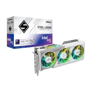 ASRock Intel Arc B580 Steel Legend 12GB OC Graphics Card, 2800 MHz GPU Clock, 12GB GDDR6, DisplayPort 2.1, HDMI 2.1a, Triple Fan Cooling, Polychrome SYNC