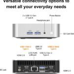 GEEKOM A6 Mini PC with AMD Ryzen 7 6800H, 16GB DDR5 RAM (Upgradable, Not LPDDR), 1TB PCIe 4.0 NVMe SSD, Compact Aluminium Design Windows 11 Pro Desktop Computer with USB4/8K/Wi-Fi 6E/BT 5.2/SD Slot