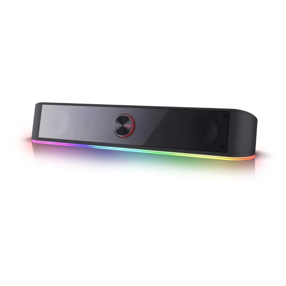 Redragon GS560 Adiemus RGB Desktop Soundbar, 2.0 Channel Computer Speaker with Dynamic Lighting Bar Audio-Light Sync/Display, Touch-Control Backlit with Volume Knob, USB Powered w/ 3.5mm Cable