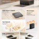 MINISFORUM UM760 Slim Mini PC, AMD Ryzen 5 7640HS Processor Mini Computer(6C/12T, Up to 5.0GHz), 32GB DDR5 RAM & 1TB PCIe 4.0 SSD, Support 8K@60Hz HDMI 2.1/USB4 Output, WIFI6E/BT5.3/Auto Power On