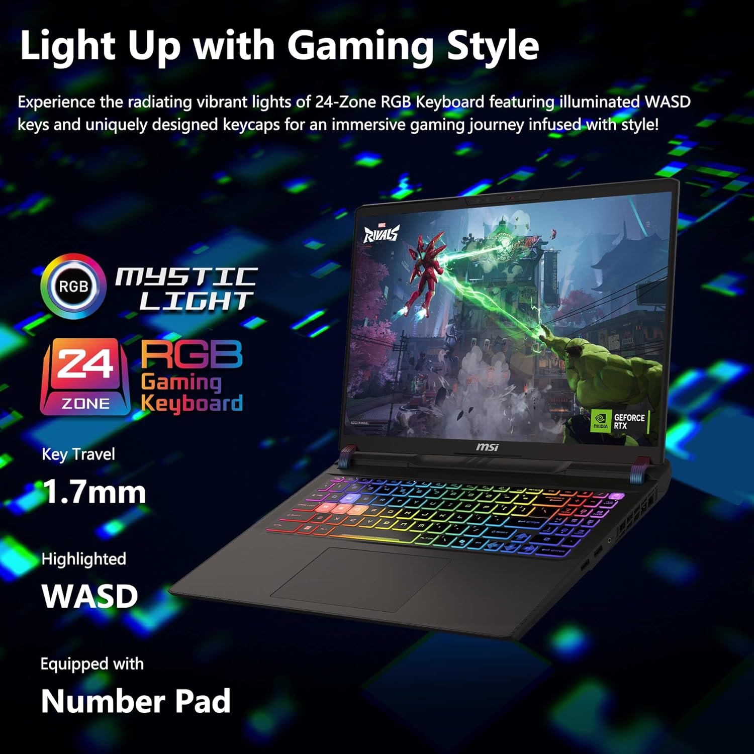 msi Vector 16 HX AI Gaming Laptop | 16" QHD+ IPS 240Hz | Intel Core Ultra 7 255HX | 64GB DDR5 1TB SSD | GeForce RTX 5070 Ti - Image 5