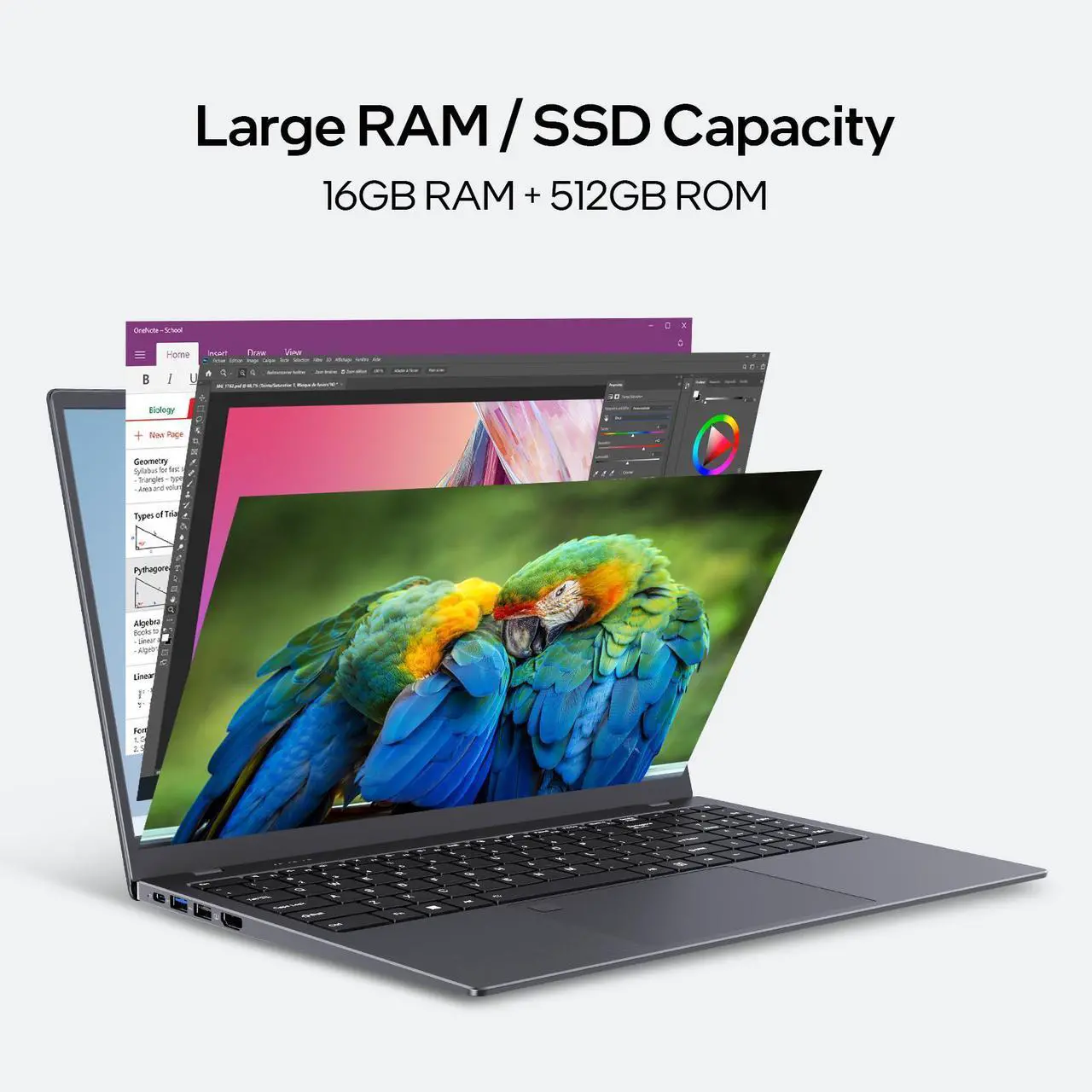 BiTECOOL 15.6-inch Windows 11 Laptop, 16GB RAM, 512GB SSD, FHD IPS Display Laptop Computer, Intel N5095 Quad Core, 2.4/5G WiFi, BT4.2 Backlit and Fingerprint, Lightweight and Portable - Image 4
