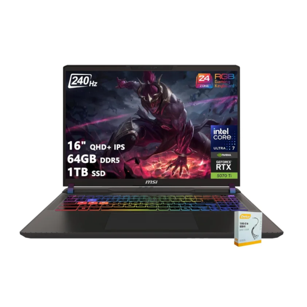 msi Vector 16 HX AI Gaming Laptop | 16" QHD+ IPS 240Hz | Intel Core Ultra 7 255HX | 64GB DDR5 1TB SSD | GeForce RTX 5070 Ti [Wassiljo] - Amman, Jordan
