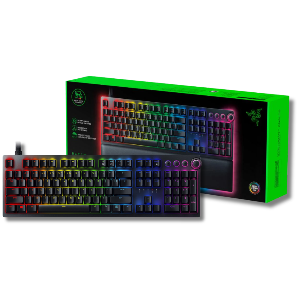 Razer Huntsman V2 Analog Gaming Keyboard – Magnetic Wrist Rest – Dedicated Media Keys & Dial – Black