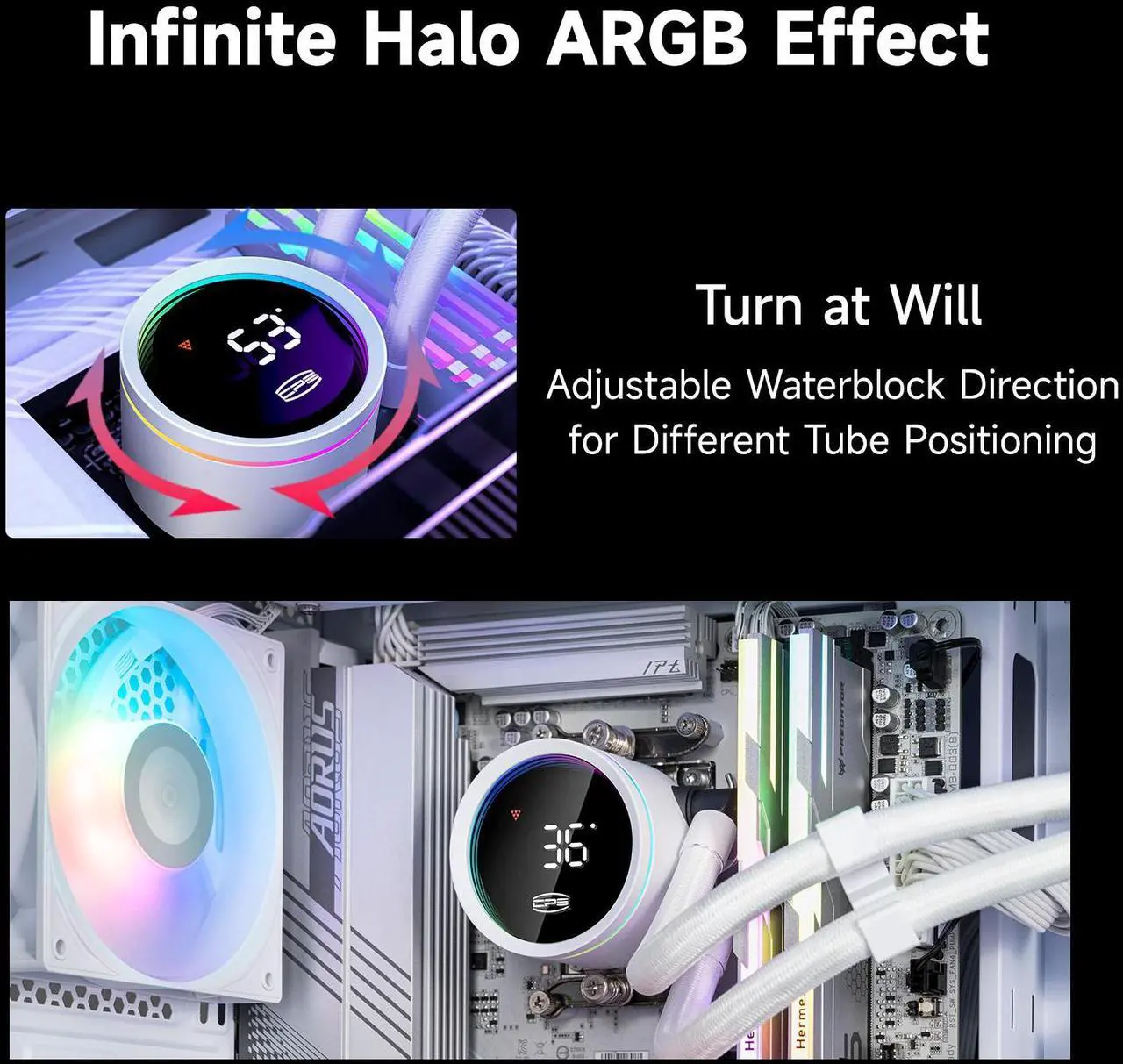 PCCOOLER CPS DA360 Pro ARGB Digital AIO Rotatable Digital Display 2 PCCOOLER CPS DA360 Pro ARGB Digital AIO - صورة 2