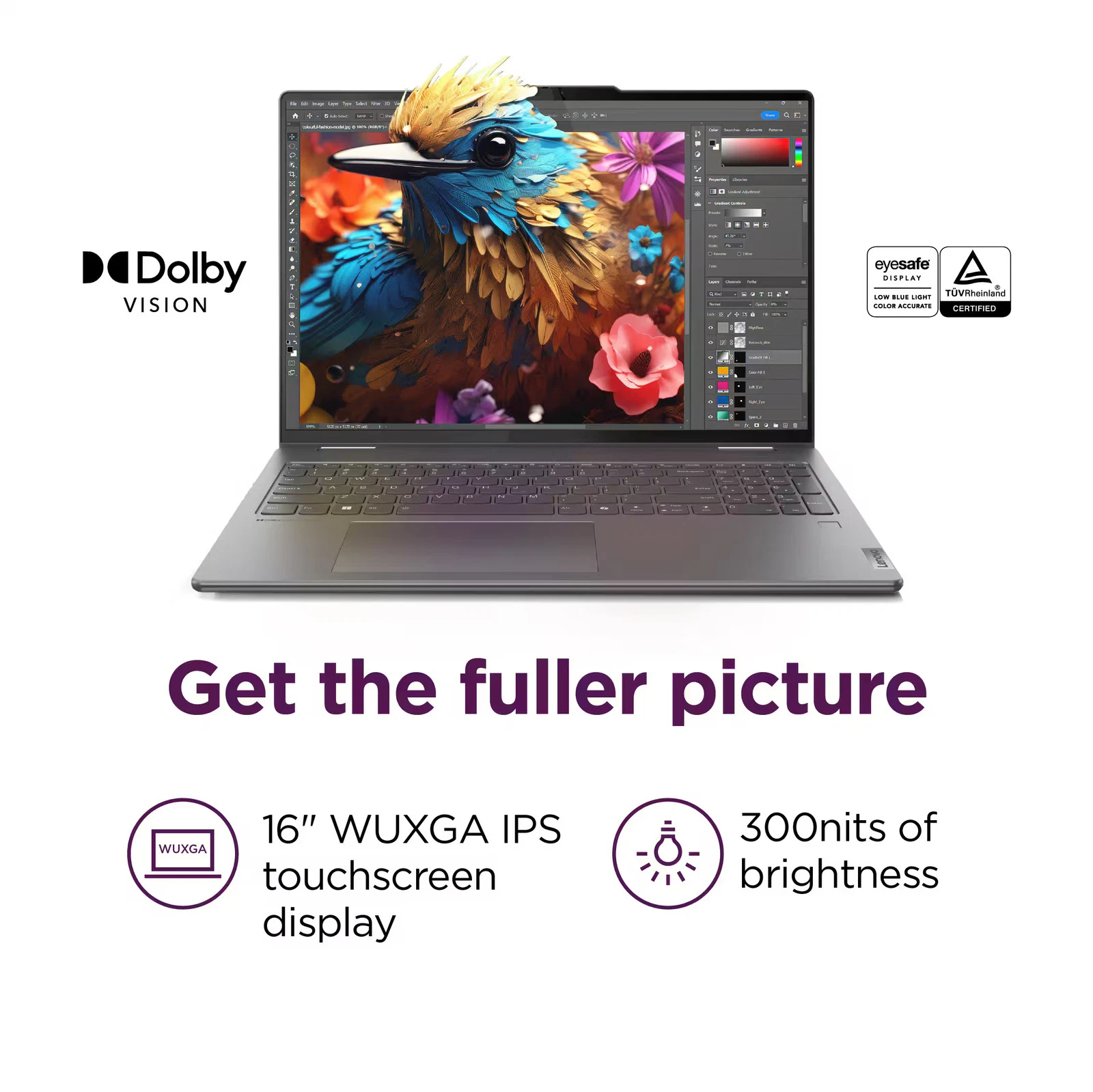 Lenovo - Yoga 7i 16" 2K Touchscreen Laptop - Intel Core Ultra 7 155U - 16GB - 1TB SSD - Storm Grey - Image 2