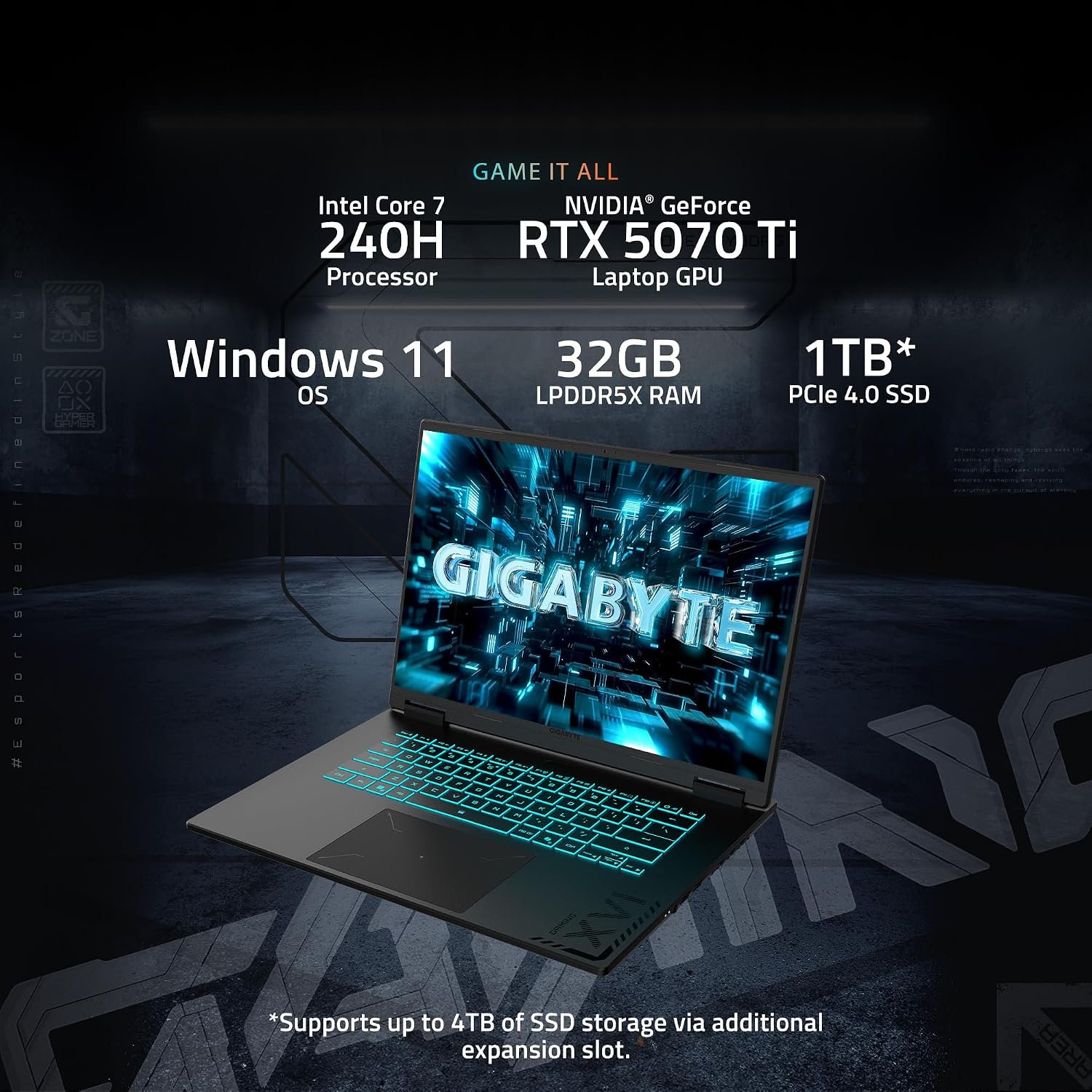 GIGABYTE Gaming A16 PRO 16" Laptop – Intel Core Ultra 7 240H, RTX 5070 Ti, 32GB RAM, 1TB SSD 2 GIGABYTE Gaming A16 PRO 16" Laptop – Intel Core Ultra 7 240H, RTX 5070 Ti, 32GB RAM, 1TB SSD 2