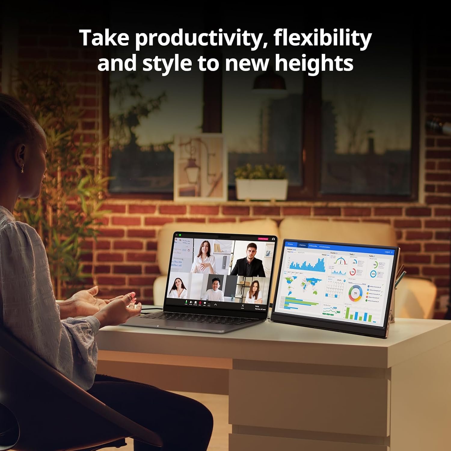 Anyuse PM1561P 15.6" FHD 1080p IPS Portable Monitor, USB-C / Mini HDMI 4 شاشة محمولة Anyuse PM1561P 15.6 إنش - صورة 4