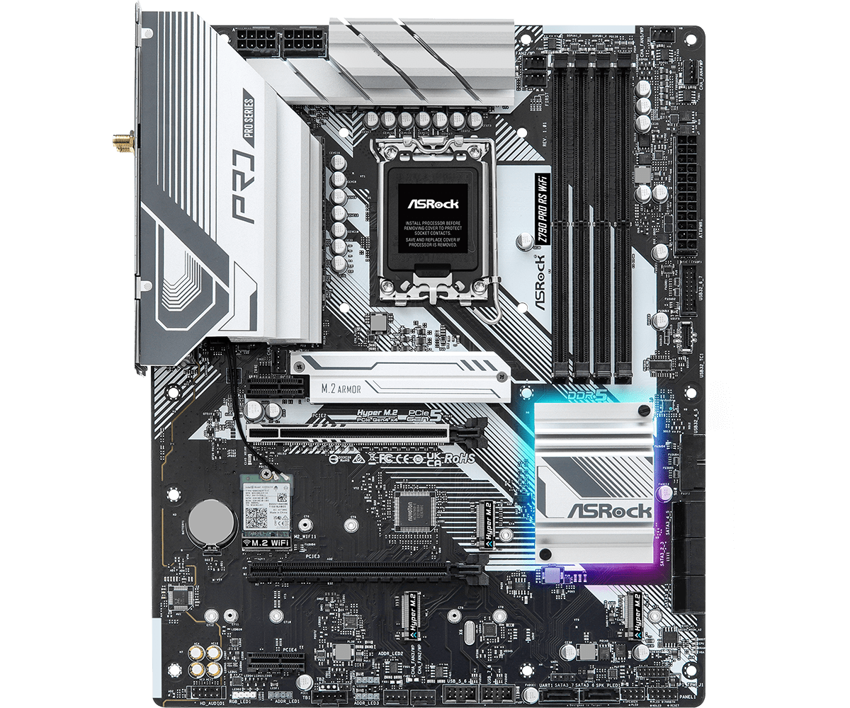 ASRock Z790 Pro RS WiFi LGA1700 ATX Motherboard DDR5 Wi-Fi 6E 2 ASRock Z790 Pro RS WiFi لوحة أم LGA1700 - صورة 2