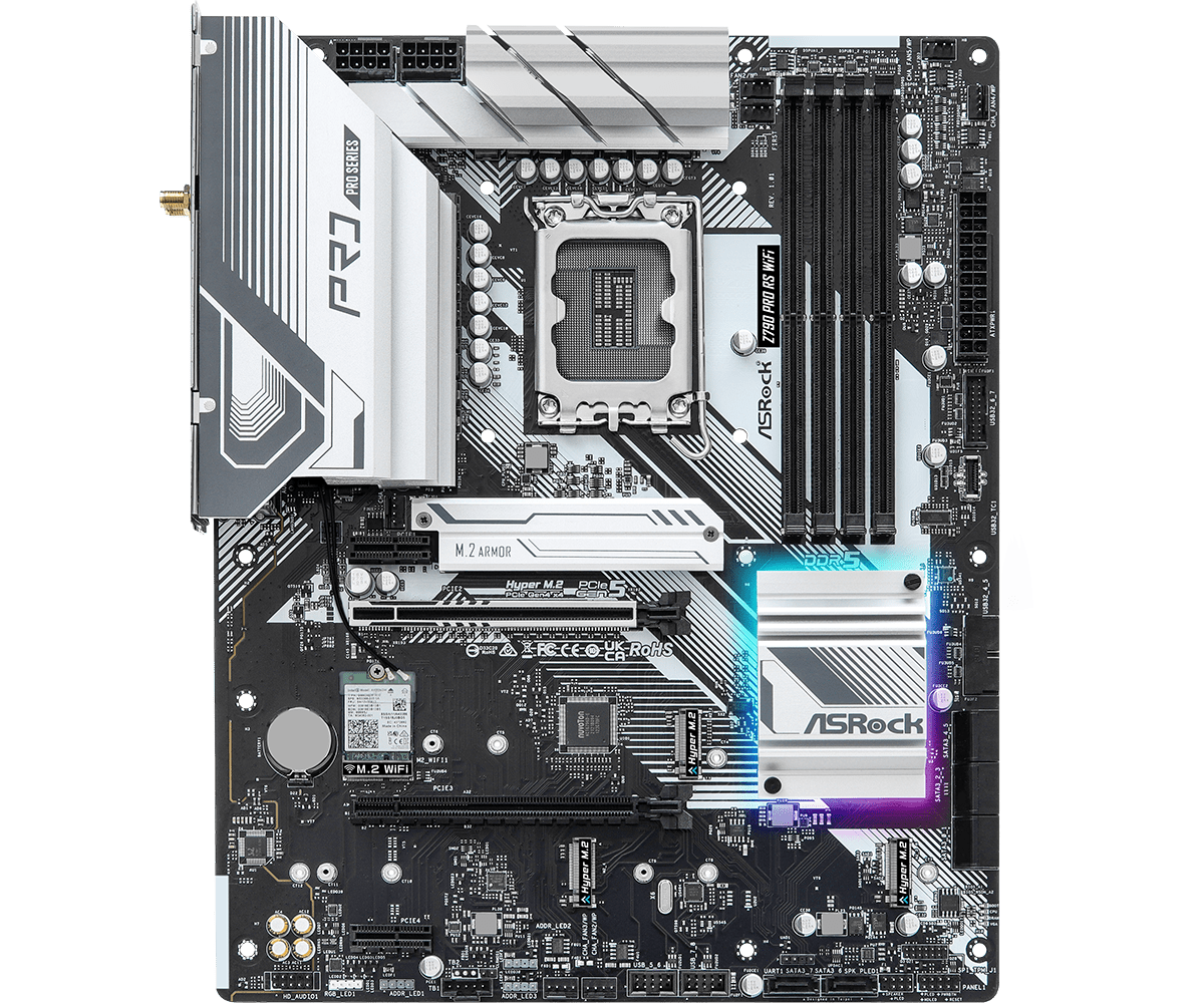 ASRock Z790 Pro RS WiFi LGA1700 ATX Motherboard DDR5 Wi-Fi 6E 3 ASRock Z790 Pro RS WiFi لوحة أم LGA1700 - صورة 3