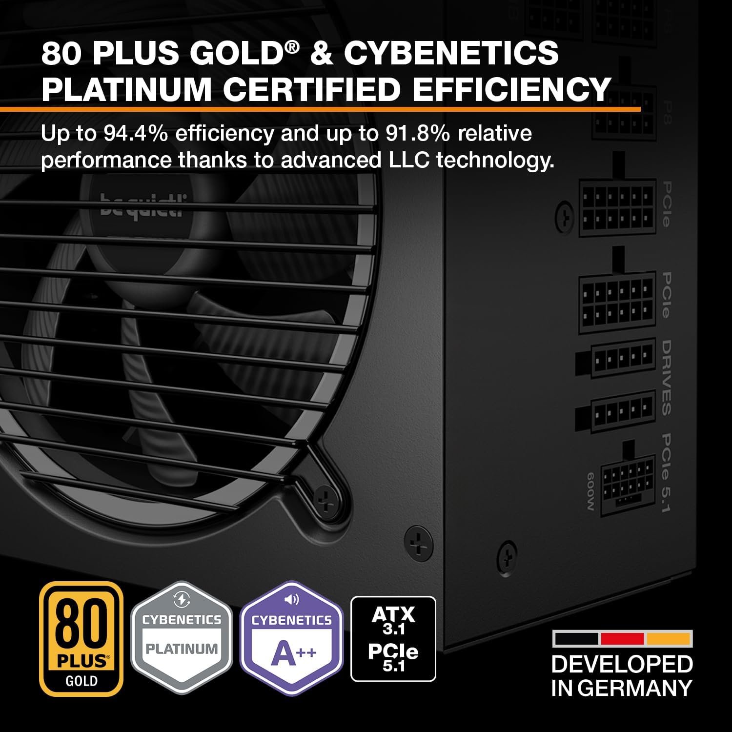 be quiet! Pure Power 13 M 1000W 80 PLUS Gold ATX 3.1 Fully Modular Power Supply 3 be quiet! Pure Power 13 M 1000W - صورة 3