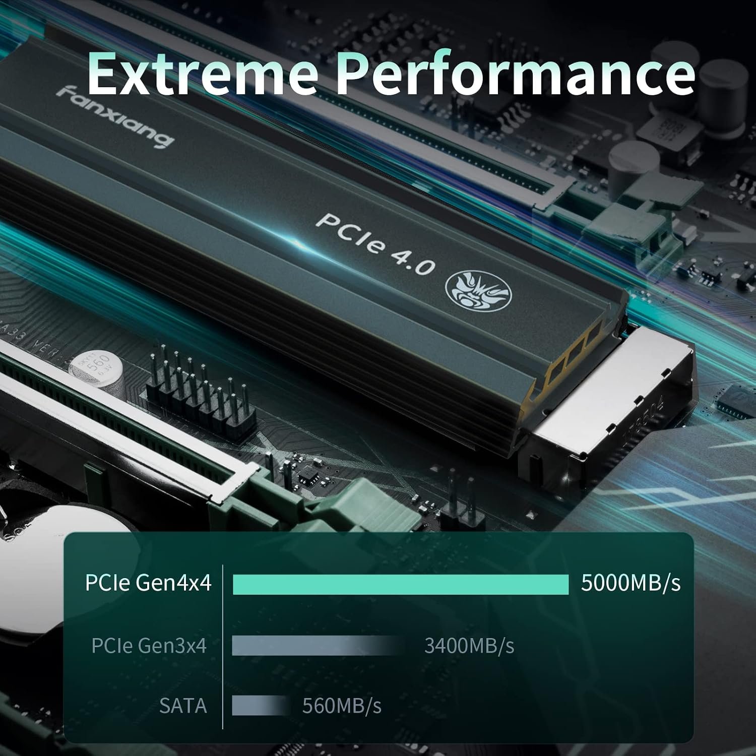 fanxiang S660 1TB PCIe 4.0 NVMe M.2 2280 SSD with Heatsink 2 fanxiang S660 1TB NVMe مع مبرّد - صورة 2