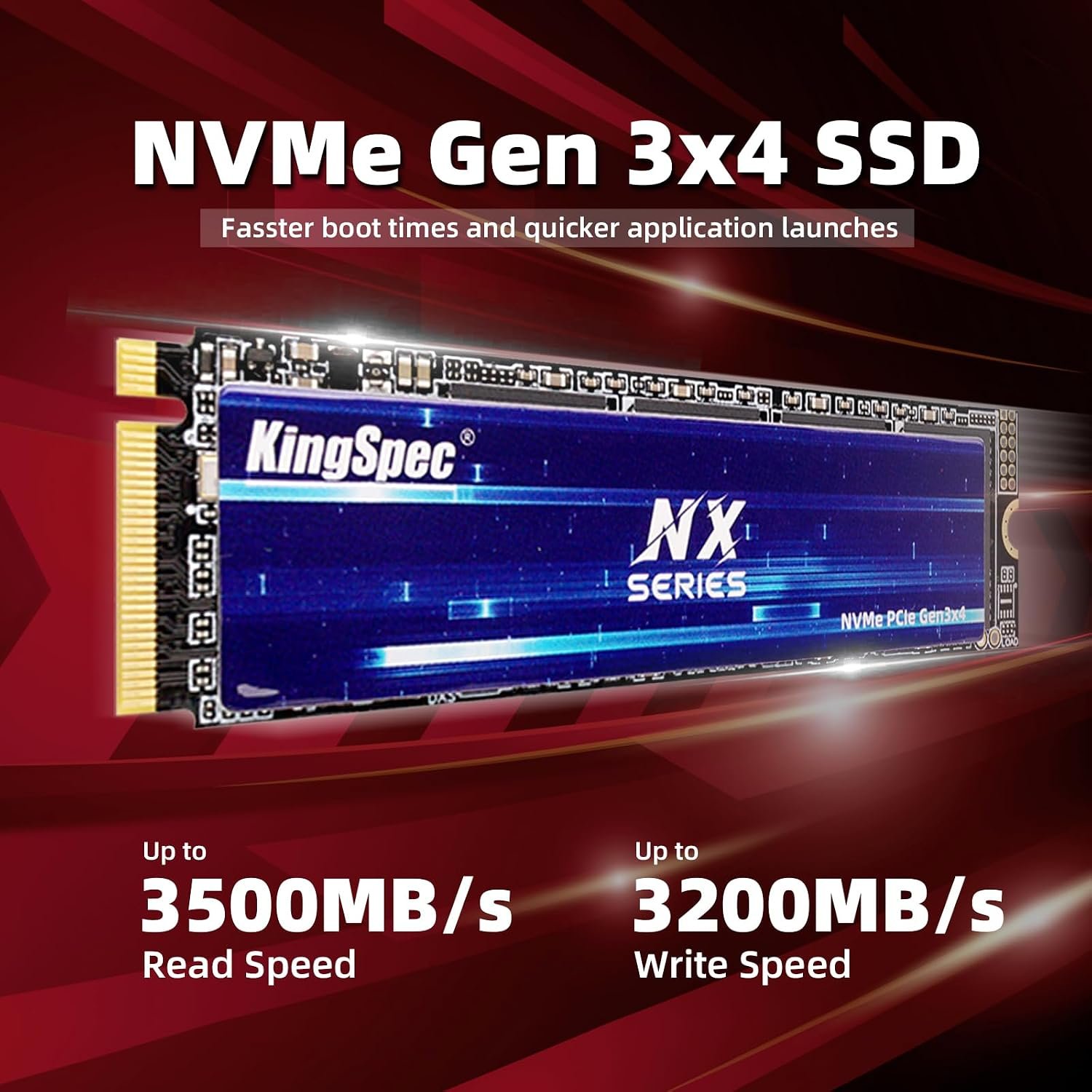 KingSpec NX 1TB M.2 2280 PCIe Gen3 x4 NVMe SSD, up to 3500MB/s 2 هارد KingSpec NX 1TB NVMe M.2 - صورة 2