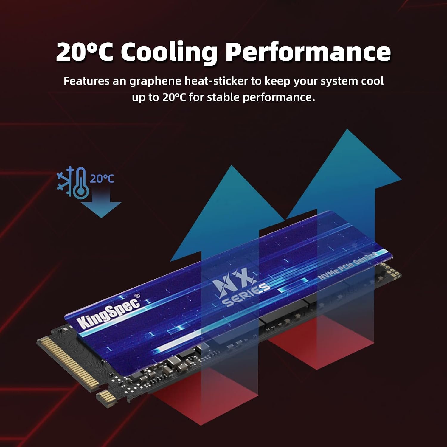 KingSpec NX 1TB M.2 2280 PCIe Gen3 x4 NVMe SSD, up to 3500MB/s 3 هارد KingSpec NX 1TB NVMe M.2 - صورة 3