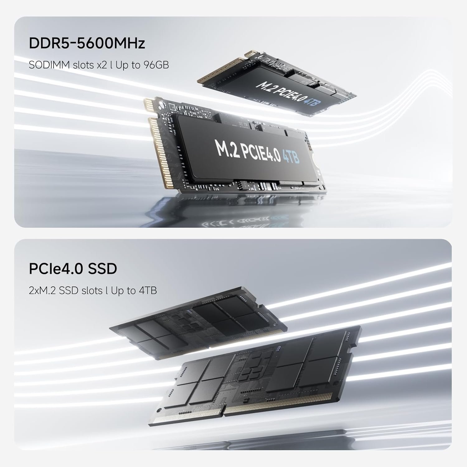 MINISFORUM UM870 Slim Mini PC Barebone AMD Ryzen 7 8745H 4 ميني PC مينيسفورم UM870 Slim Barebone - صورة 4
