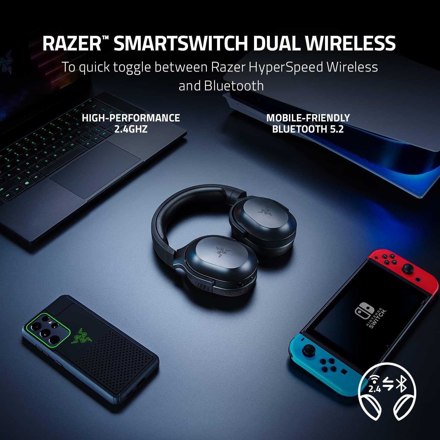 Razer Barracuda X Wireless Gaming & Mobile Headset (2.4GHz + Bluetooth) - Black 2 سماعة Razer Barracuda X لاسلكية - صورة 2