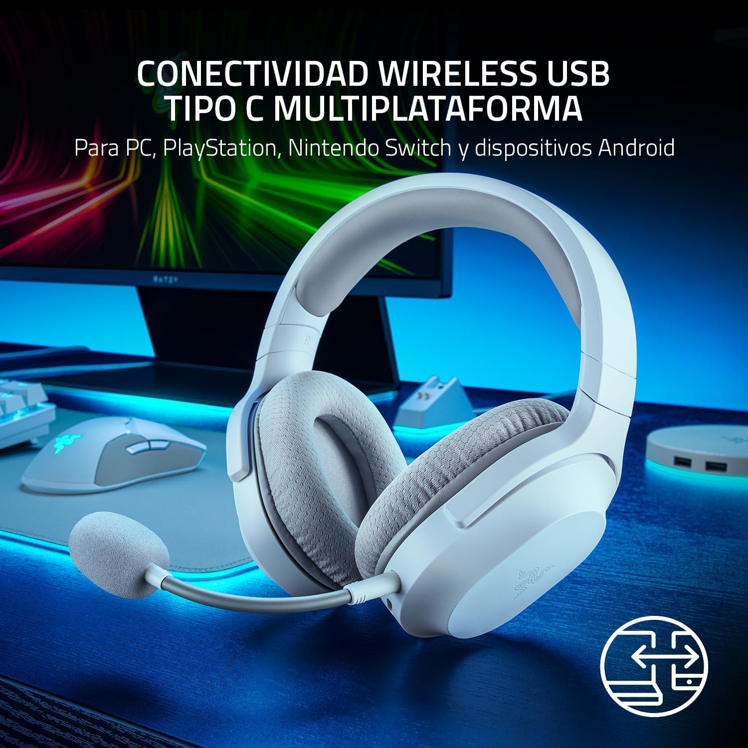 Razer Barracuda X Wireless Gaming & Mobile Headset - Mercury White 2 سماعة Razer Barracuda X لاسلكية Mercury - صورة 2