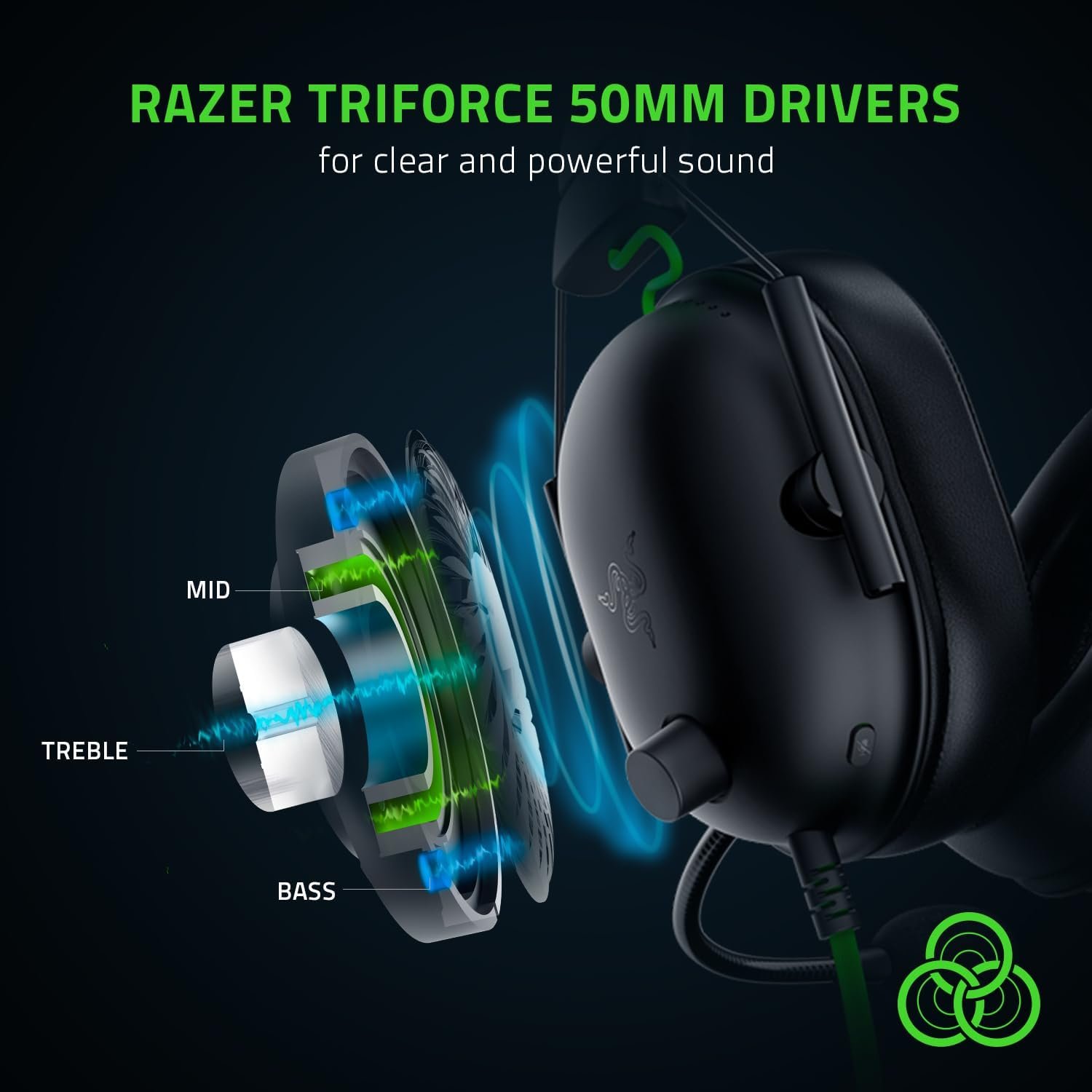 Razer BlackShark V2 X USB Wired Esports Gaming Headset - Black 3 سماعة Razer BlackShark V2 X USB للألعاب - صورة 3