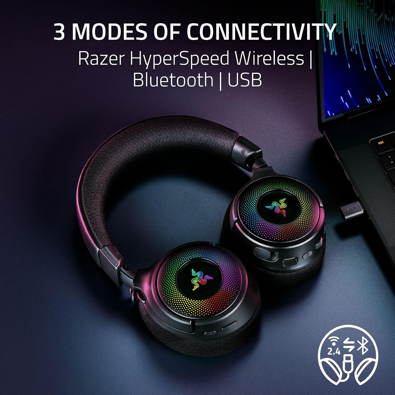 Razer Kraken V4 Wireless RGB Gaming Headset - Black 3 سماعة Razer Kraken V4 Wireless - صورة 3