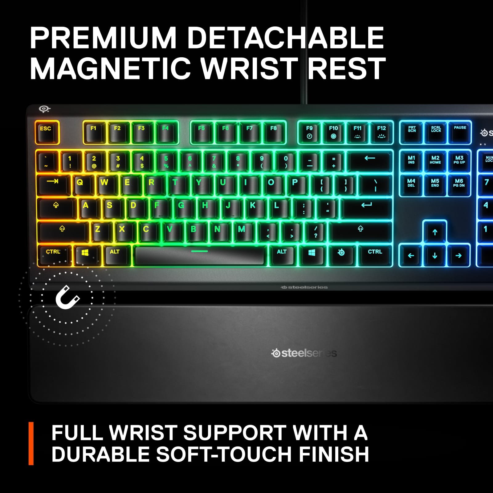 SteelSeries Apex 3 Full-Size Wired RGB Gaming Keyboard - Whisper Quiet Switches, IP32 4 كيبورد SteelSeries Apex 3 للألعاب - صورة 4
