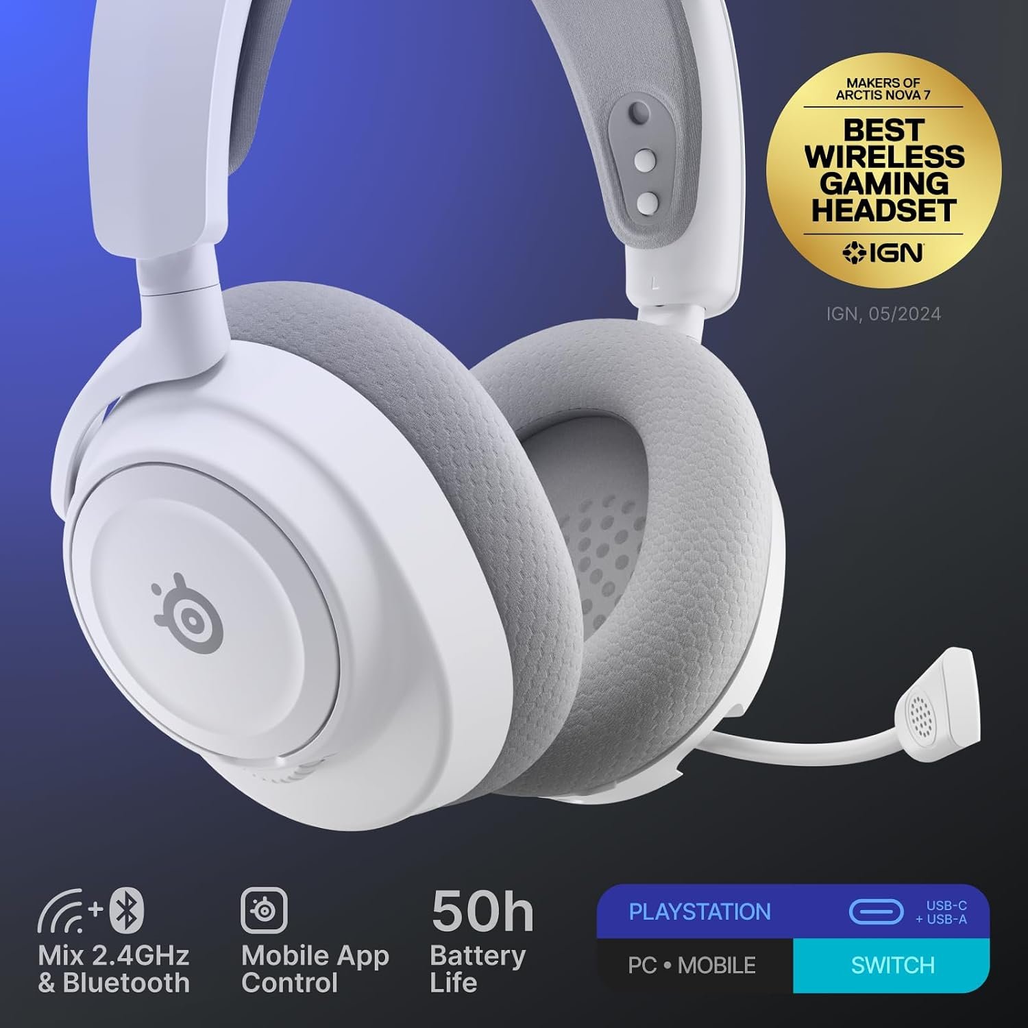 SteelSeries Arctis Nova 7P Wireless Gen 2 Gaming Headset - White 2 سماعة Arctis Nova 7P Gen 2 بيضاء - صورة 2