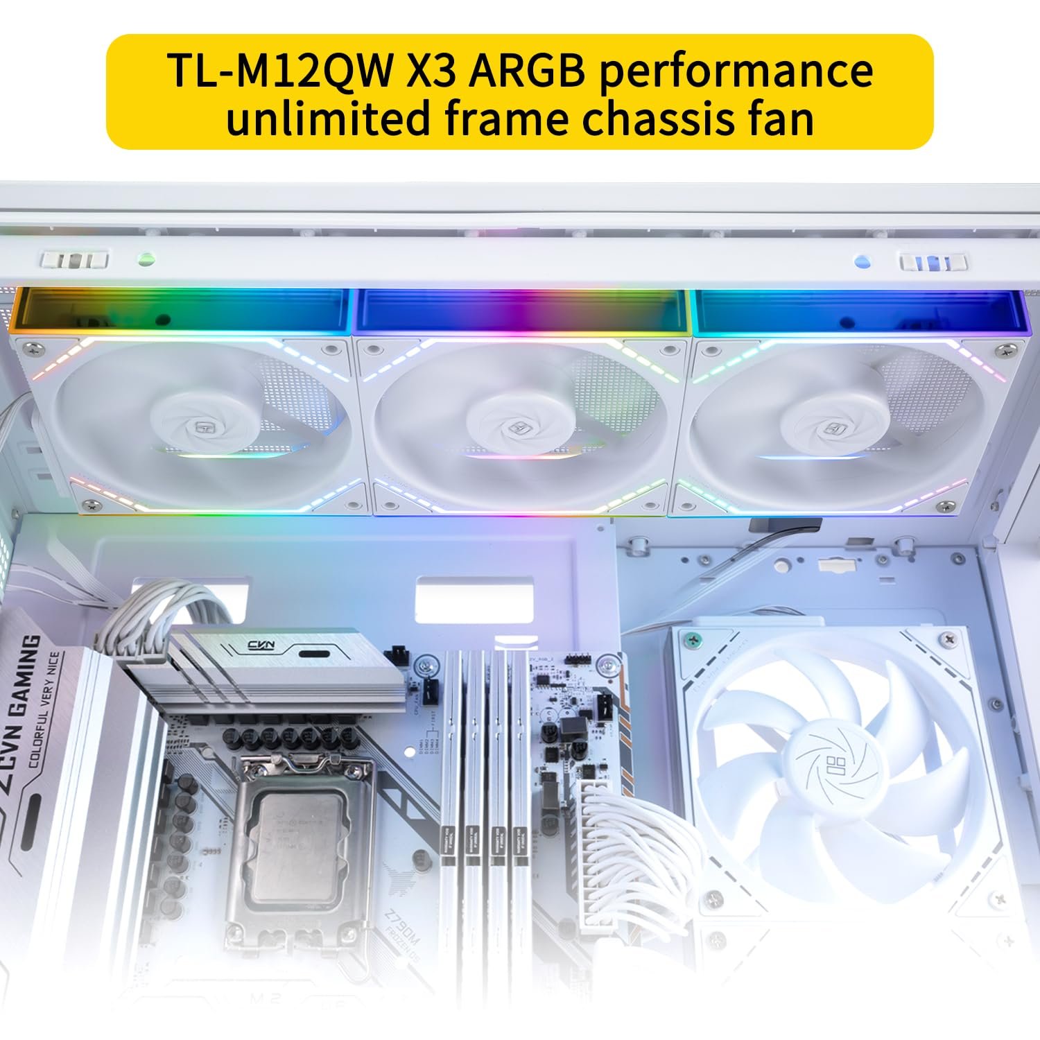 Thermalright TL-M12QW X3 120mm ARGB PWM Case Fan 3-Pack White 2 مراوح Thermalright TL-M12QW X3 بيضاء - صورة 2